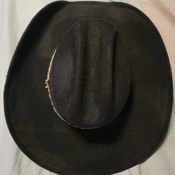 Black Cowboy Hat with Silver Band - Picture 3 of 11
